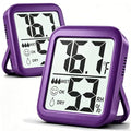 2 Pack Room Thermometer Indoor Hygrometer | Monitor Temperature & Humidity, Accurate, Fast Read, Easy To View, Magnetic/Kickstand/Hanging, ℉/℃, w/ Battery, Compact - color: 2 Pcs* Lavender Purple