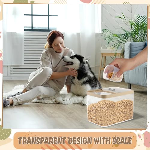 CIEOVO 2 Pack Airtight Dog Food Storage Container, 10Lbs Clear Pet Dog Food Storage Bin with Measuring Scoops for Rice Grain Pet Dog Cat Bird Dog Treat Storage Food Fresh