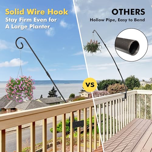 iBorn Fence Deck Hook Rail Heavy Duty Hummingbird Feeder Hanger 28 Inch Railing Hanging Hook for Bird Feeder, Suet Baskets, Planters, Wind Chimes, Solid Wire, 180 Degree Rotary, Pack of 2 - style: 28" Fence Railings Hook,2 Pack