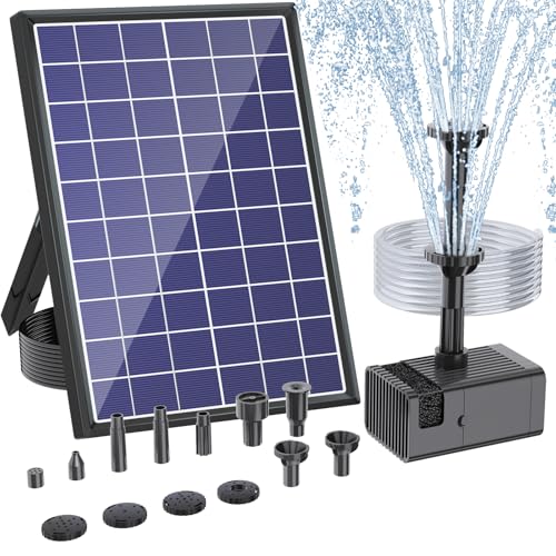Antfraer Solar Fountain Pump for Bird Bath 6.5W, Solar Water Pump with Dry-Run Protection, Solar Fountain with Double-Layer Nozzles & 5FT PVC Tubing for Small Pond Bird Bath Waterfall DIY - size: 6.5W