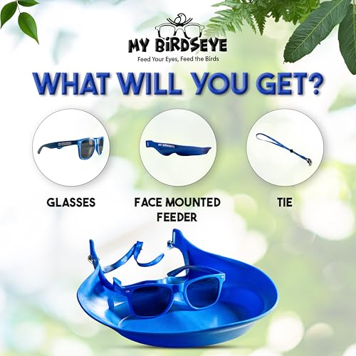 Interactive Wearable Bird Feeder Head Gear with Peck Proof Lenses | Bird Watching & Feeding Device with Comfortable Head Strap, for All Varieties of Your Feathered Friends You Meet