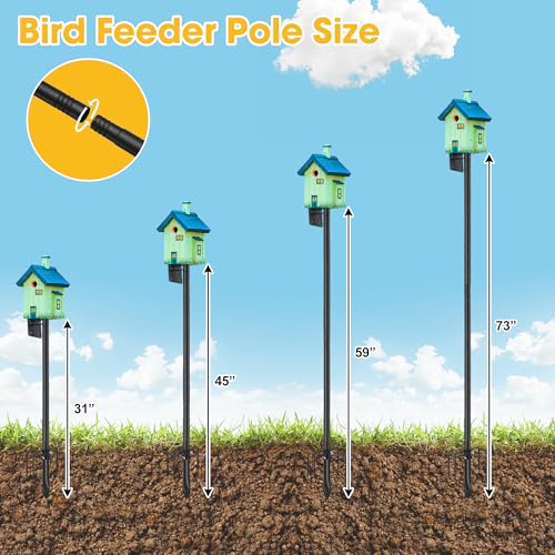 Bird House Pole for Outdoor, 72 Inch Heavy Duty Bird Feeder Pole with 5-Pronged Base, Stand for Backyard Garden Bird Watching,Matte Black,1 Pack (Without Bird House) - size: 72"