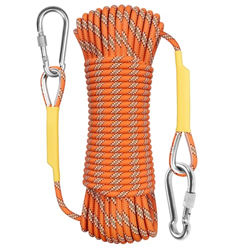 X XBEN Outdoor Climbing Rope 10M(32ft) 20M(64ft) 30M(96ft) 50M(160ft) 70M(230ft) 152M(500FT) 352M(1000FT) Static Rock Climbing Rope for Escape Rope Ice Climbing Equipment Fire Rescue Parachute - color: Orange, size: 1/3 Inch x 230 Feet