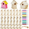 Deekin 42 Sets DIY Birdhouse Kit for Kids to Build and Paint, Include Unfinished Wooden Bird House Strips and Colorful Painting Pens for Fun Craft Activity Creative DIY Art Project