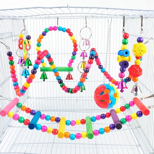 Bird Swing Standing Chewing Training Hanging Toy Hammock Climbing Ladder Drawbridge Birdie Perches Platform for Conure,Cockatiel,Mynah,Love Birds,Finches,Budgerigar,Pigeon - size: 10pcs