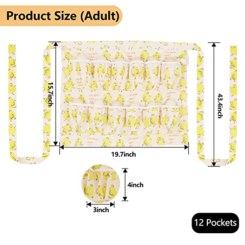 Egg Apron for Kid and Adult, Deep Pockets with Elastic Closure | Long Ties to Wrap Around and Tie In Front, Yellow Chick Printed, Egg Collect Gather Hold Apron - color: Yellow for Adult