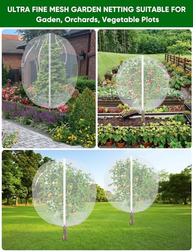 Fruit Tree Netting for Cicadas - with Zipper 4Pcs 5 x 4FT Garden Bird Netting for Blueberry Bushes with Drawstring,Insect Plant Protection Mesh Net Bags for Tomato,Cicada,Animals (4, 4 x 5 FT) - size: 4 x 5 FT