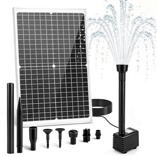 25W Solar Fountain Pump with 16.4FT Extra-Long Cable for Garden | Upgraded Solar Powered Water Fountain with High‑Efficiency Solar Panel & 3 Adjustable Nozzles for Bird Bath, Pond, Outdoor - color: 25w Solar Fountain