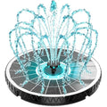 Yzert 2026 Remote Solar Powered Fountain, 6W Glass Bird Bath Fountain with 4000mAh Battery, 7 Nozzles, 4 Fixers & 8 Colorful LEDs, Adjustable Water Height for Outdoor Garden Pond Pool - color: 8leds