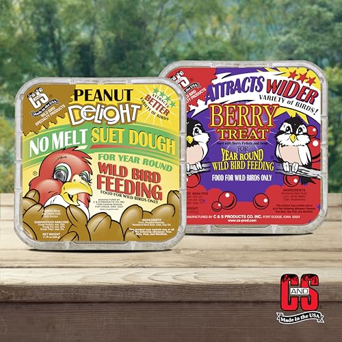C&S Suet Variety Value Pack, Peanut Delight Dough & Berry Treat, Wild Bird Food, Year Round Source of Energy for Birds, 24 Pack