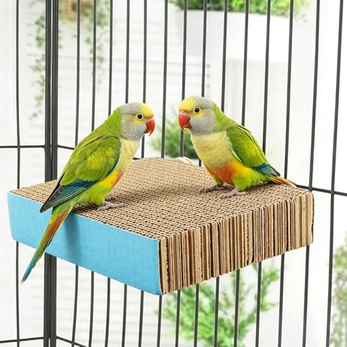 7.9 Inch Shreddable Bird Cardboard Platform, Foot Grinding and Chew Toy for Parrot Cages, Cage Mounted Paper Toys for Budgies, Lovebirds, Cockatiels & Conures, Supports Beak Health