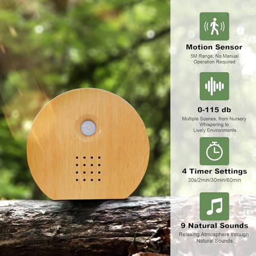 Singing Bird Box with Motion Sensor, White Noise Nature Sound Machine for Bathroom Privacy & Home, 9 Soothing Bird & Water Sounds, Adjustable Volume & Timer, Relaxation Sleep Gift