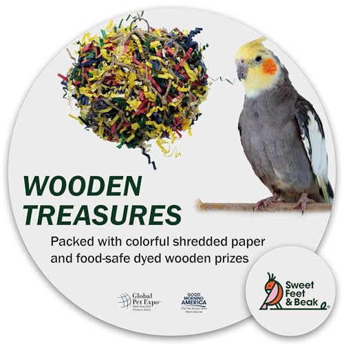 Sweet Feet and Beak Shredder Ball, Small, 3" Bird Shredding & Foraging Toy | Stuffed with Shredded Paper & Wood Toys, Encourages Foraging, Climbable Design, Available in 3 Sizes, Bird Perch Toy - size: 3 inch