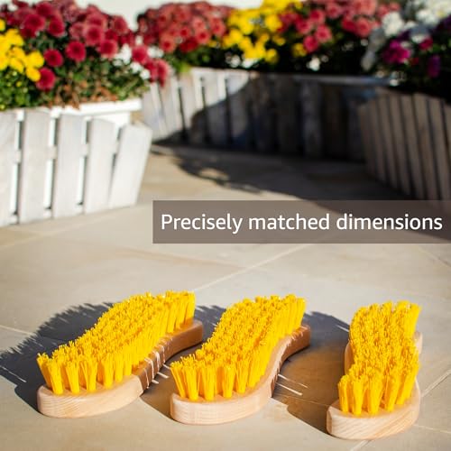 Pack of 3 - Hard Bristle Scrub Brush - Stiff Brush for Cleaning, Heavy Duty Utility Hand Brush Set for Indoor and Outdoor, Nylon Scrubbing Brush - size: 7.87" Pack of 3