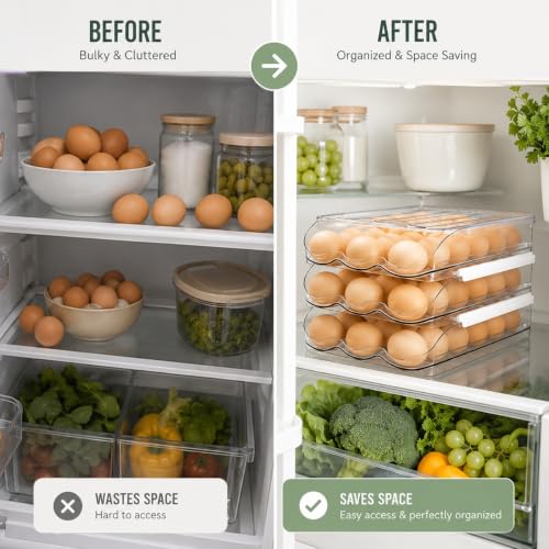 18 Egg Storage For Refrigerator, Egg Dispenser For Refrigerator, Automatic Rolling Egg Holder For Fridge, BPA-Free Clear Egg Tray. - size: 1 Layer Holder 18 Eggs
