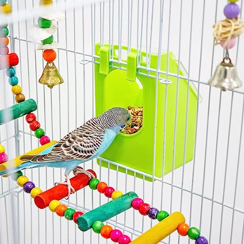 4 Pcs Pigeon Plastic Feeder, Quail Bird Food Feeding Hanging Box for Parrot Pigeon Bird Cage Poultry (One Hole)