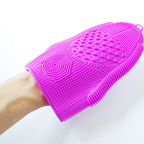 Makeup Brush Cleaner Glove Mat Mitt Silicone Cosmetic Cleaning Scrubber Tool Face Brushes and Eye Brush Washing Pad Light Purple - color: Light Purple