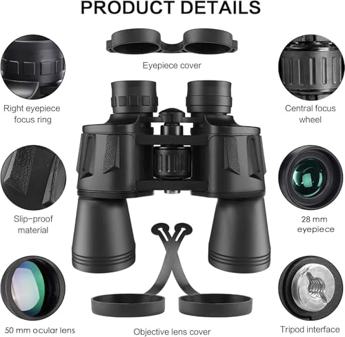 20x50 Binoculars for Adults, HD High Powered Professional Binoculars for Bird Watching Travel Concerts Outdoor-BAK4 Prism FMC Lens,Waterproof