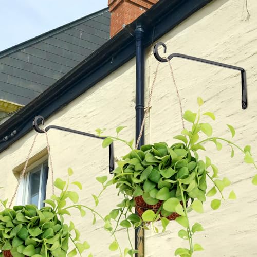 Plant Hangers Outdoor, 2 Pack 10 Inch Plant Hooks for Wall Hanging Plants | Metal Hanging Plant Bracket. Holds up to 48 lbs. For Hanging Plants, Bird Feeder, Flower Basket, Wind Chimes, Indoor Outdoor - size: 10 inches