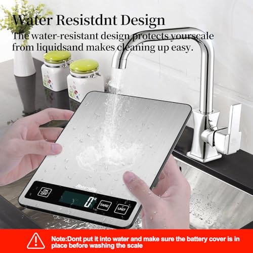 Food Scale, 22lb/10kg Digital Kitchen Scale Weight Grams and Ounces with 0.1oz/1g Precision, 6 Units and Tare Key Design, LCD Display & Stainless Steel Panel for Baking, Cooking, Postage