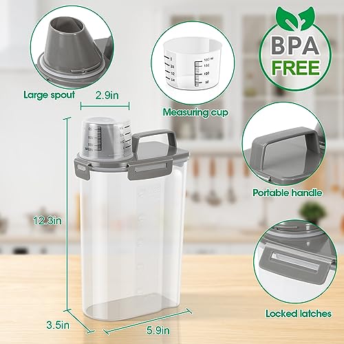 TBMax Rice Container Cereal Storage Container 2 Pack 5 Lbs, Kitchen Pantry Dry Food Storage Holder with Easy-Pouring Spout & Handy Cup, Small Pet Dog Cat Food Dispenser for Daily Feeding -Grey - color: Grey 3+3Qt