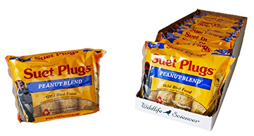 Wildlife Sciences Suet Plugs 48 Pack, Case of 12 Individually Wrapped 12 oz 4 Packs (Peanut Blend)