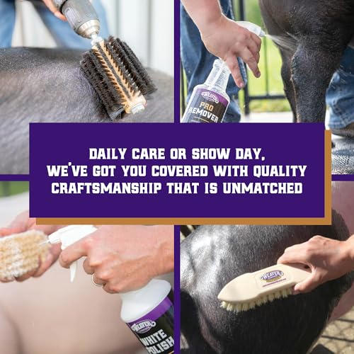 Weaver Livestock Barn Brush, Wooden Grooming Brush for Goat, Sheep, Pigs, Cattle, Stiff Bristles for Dirt Removal, Show Animal Grooming Tools