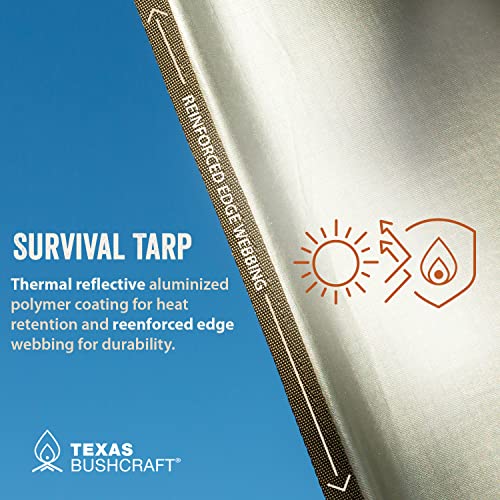 Emergency Camping Tarp, Waterproof 10x10 Emergency Shelter for Backpacking and Hiking, 70D Ripstop Nylon Survival Tarp with Reflective Aluminized Polymer and Loop Ties with Grommets