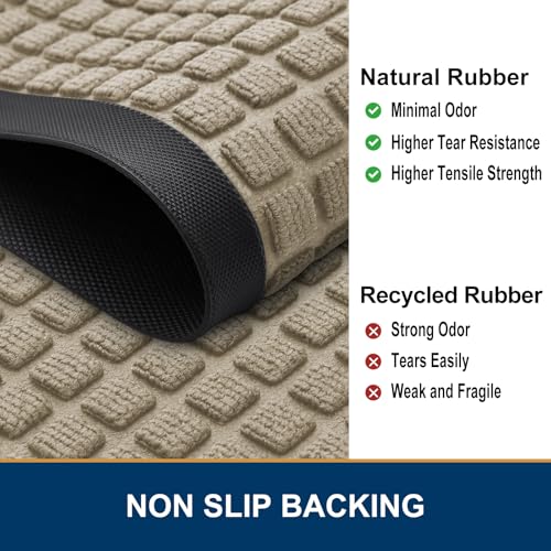 Smiry Front Door Mat Outside Entrance, Natural Rubber Doormat, 47x32 Inch | Beige, Non Slip, Trap Dirt and Moisture, Easy Clean, Low Profile Welcome Floor Mats for Indoor Outdoor Entry - color: Beige, size: 47" X 32"