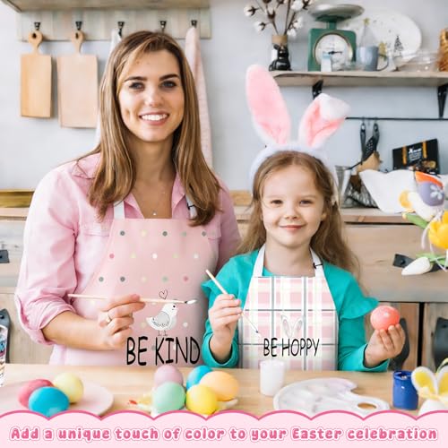 Easter Aprons Set of 4, Bunny with Easter Eggs Pattern Kitchen Aprons for Adults, Easter Decorations for Home, Bunny Gifts, Spring Table Decor - color: Easter