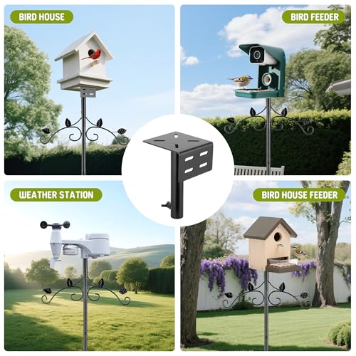 ERYTLLY Bird Feeder Pole Stand, 91 Inch Bird House Pole with 5-Prong Base Shepherds Hook for Hummingbird Feeders, Adjustable Bird Feeder Stand with Water Bowl Metal Mesh Tray for Outdoor Garden Decor - size: 91 in with Hooks and Feeders Kit
