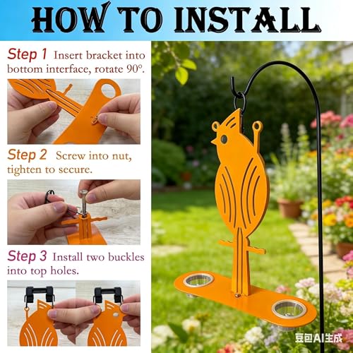 Hanging Oriole Bird Feeder (2026) with Clear PP Bowl, Perch, and Attachment Prongs for Clementines, Mandarins, and Oranges Outdoor Decor for Garden Backyard Patio and Deck