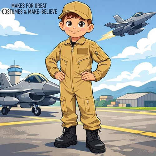 Rothco Kids Flight Suit – Pilot Coveralls – Aviator Costume Cosplay Jumpsuit for Children - color: Khaki, size: X-Large