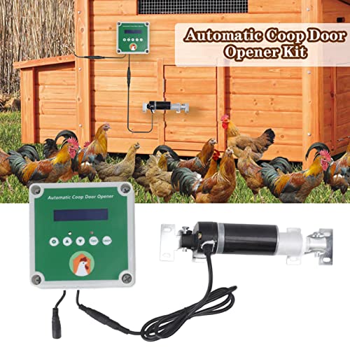 Haofy Automatic Chicken Coop Opener Linear Actuators Electric Poultry House Door Motor Kit with Light, Automatic Chicken Coop Door Opener,Closer (US Plug)