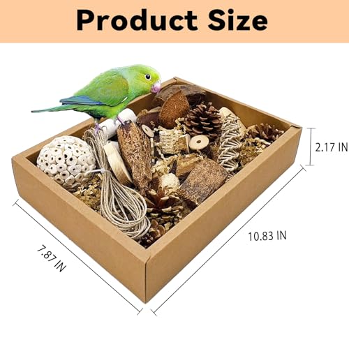 Bird Foraging Toys Parrot Chew Shredding Toy Parakeet Cage Accessories | Natural,Box Packaging,Cockatiel Toys,for Parakeets Cockatiels Conures Lovebirds,Helps Reduce Stress & Cage Boredom - color: Natural