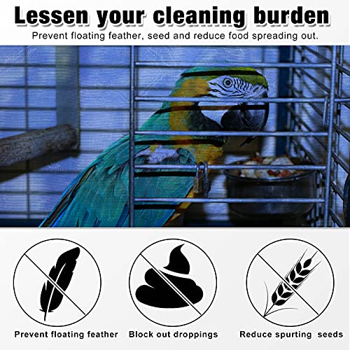 Shappy Large Bird Cage Seed Catcher,Bird Cage Cover Net Skirt Guard,Adjustable Soft Airy Mesh Net for Parrot Parakeet Macaw(118 x 15 Inch/ 300 x 37 cm,Blue) - color: Blue, size: 118 x 15 Inch/ 300 x 37 cm
