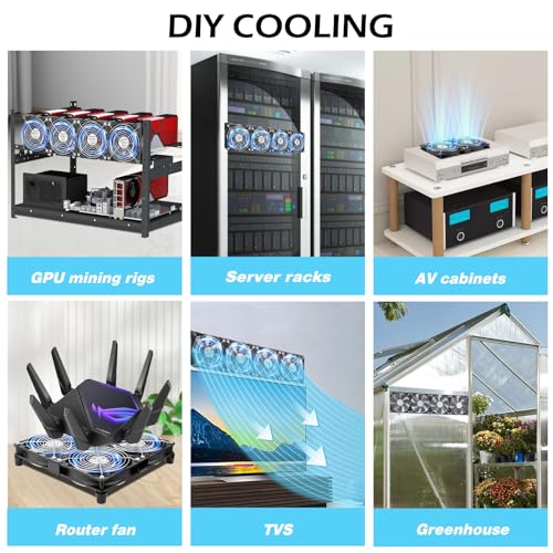 4X 120mm Server Rack Fan with Speed Control 110V 240V Ball Bearing | Big Airflow DIY AC Fans for Mining Rig, Crawlspace, Basement, Refrigerator, Greenhouse Cooling - size: 120x25mm x4