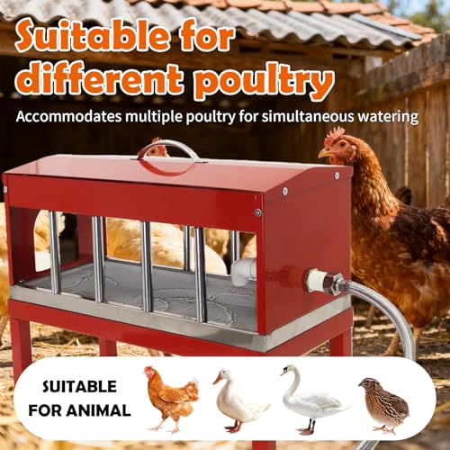 Automatic Chicken Waterer Stainless Steel Poultry Waterer No Waste with Float Valve Kit Bottom Bracket Chicken Watering System for Chicken Duck Goose Pigeon