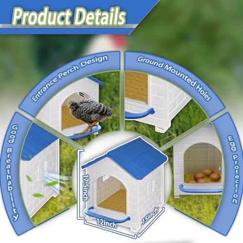 Chicken Nesting Box for Laying Eggs 1/2/3 Pack Large Easy to Assemble Hen Plastic Nesting Box with Washable Nesting Pad for Chicken Coop Wall or Ground Mounted (1 Pack) - size: 1 Pack