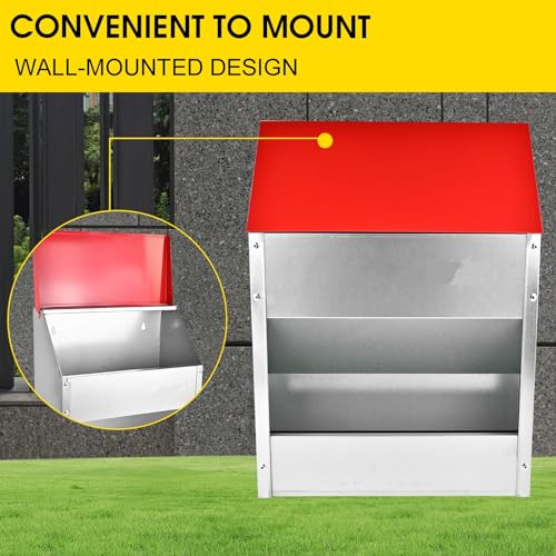 11.5-55lbs Galvanized Chicken Feeder - Rat Proof Poultry Feeder with Lid Weatherproof Outdoor Coop Food Dispenser (30lbs 13.8x8.3x17.7in) - size: 30lbs 13.8x8.3x17.7in