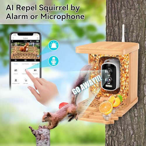 Solar Powered Bird Feeder with Camera, Hummingbird Feeders for Outdoors | 4K QHD Live Video Hummingbird feeder AI Bird Recognition, Auto Recording Squirrel Proof Bird Feeders for Bird Lovers Gift