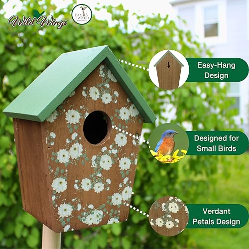 Wild Wings Decorative Bluebird House Verdant Petals, Green - style: Verdant Petals