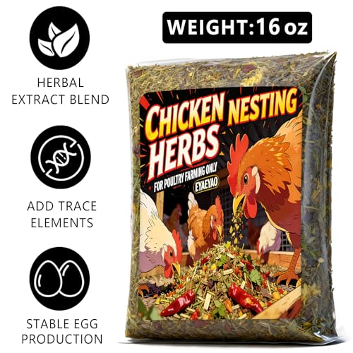 16oz Chicken Nesting Herbs, Dried Herbal Blend for Coop Bedding & Nesting Boxes, Natural Herbs for Chickens with Marigold Lavender Rosemary Oregano Basil, Red Pepper Flakes, Alfalfa, Garlic