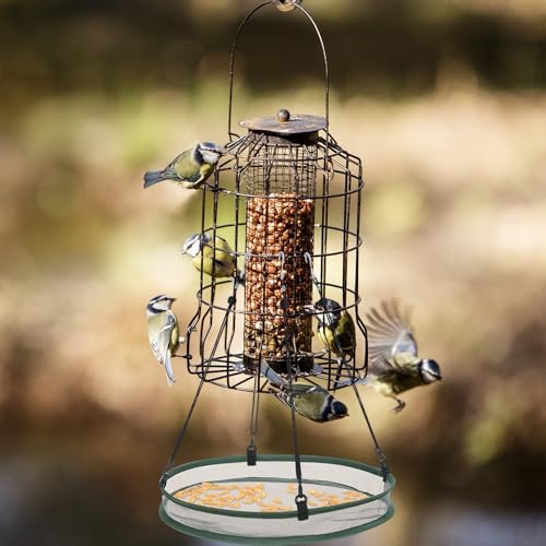 FoldTier 1 Piece Bird Seed Catcher Tray Hanging Round Mesh,16 Inch | Platform Under Feeders for Outdoor Use, Hoop Catches Bird Seed Spillage, Metal Frame Mesh Base, Fits Hummingbird Bee Feeders - size: 16 Inch