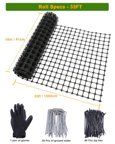 Chicken Wire Fencing - Plastic Chicken Wire Mesh Fence Netting for Garden | 16IN * 33FT Chicken Wire for Garden, Plastic Wire Mesh Roll For Chicken Coop, Garden Balcony, Pet, Plastic Netting for Garden - size: 16IN * 33FT