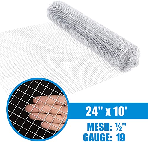 Fencer Wire 19 Gauge Hardware Cloth Metal Wire Mesh 1/2" x 1/2", Galvanized Welded Cage Wire Poultry Netting Square Chicken Snake Fencing Gopher Fence Raccoons Rabbit Pen Gutter - size: 2 ft. x 10 ft.
