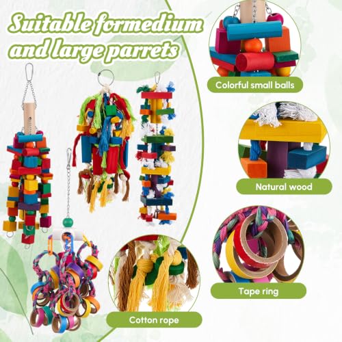Seenelling 4 Pcs 3 Pcs Extra Large Bird Toys for Parrots,Mixed - style: Mixed