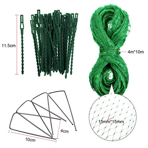 Boao Bird Netting for Garden Protect Fruit Vegetables Trees 13 x 32.8 ft Netting with Cable Tie and U Shaped Garden Peg Against Deer Squirrels Animals