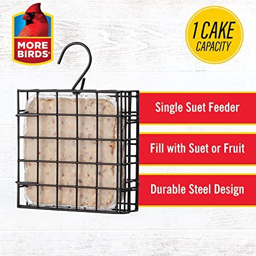 More Birds Suet Cage Bird Feeder, Fruit and Suet Feeder, Single Cake Capacity,Black (Pack of 6) - color: Black, size: Single Cake (Pack of 6), style: Suet Cage