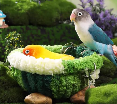 Hanging Bird Hammock for Cage Warm Plush Hanging Bird Bed Bird Snuggle Hut Parrot Hanging Sleeping Bird House for Parakeet, Conure, Budgie, Cockatiel, Lovebird, Finch, Hamster-Green - color: Green
